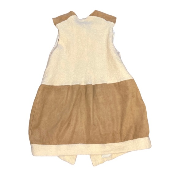 White wool and brown suede vest - Picture 2 of 8